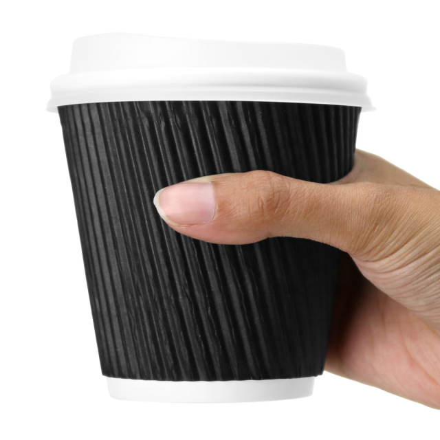 10 oz. Black Ripple Wall Paper Coffee Cups
