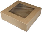 9 x 9 x 2.5" Premium Semi-Automatic Brown Kraft Pie / Bakery Boxes with Window