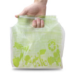 GRAB & GO Die Cut Handle Carryout Bags (Green Vegetable Print)