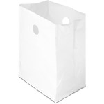 Biodegradable Plastic Flat Bottom Takeout Bags with Die Cut Handles - 12 x 9 x 16"