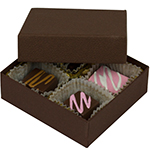 1/8 lb. Cocoa Two Part Rigid Candy Boxes - 3.5 x 3.25 x 1.125 in.