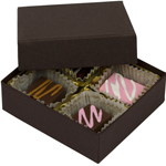 1/8 lb. Dark Chocolate Two Part Rigid Candy Boxes - 3.5 x 3.25 x 1.125 in.