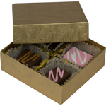 1/8 lb. Elegant Gold Two Part Rigid Candy Boxes - 3.5 x 3.25 x 1.125 in.