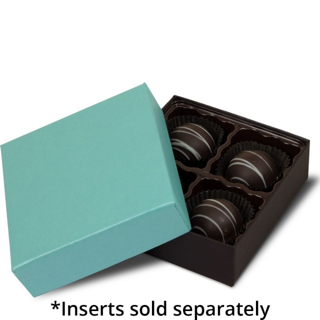 1/8 lb. Dark Chocolate Base with Mint Lid Two Part Rigid Candy Boxes - 3.5 x 3.25 x 1.125 in.
