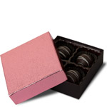 1/8 lb. Dark Chocolate Base with Metallic Rose Pebble Lid Two Part Rigid Candy Boxes - 3.5 x 3.25 x