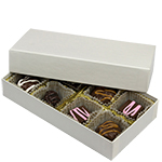 1/4 lb. White Krome Two Part Rigid Candy Boxes - 6.5 x 3.5 x 1.125 in.
