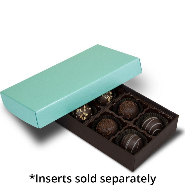 1/4 lb. Dark Chocolate Base with Mint Lid Two Part Rigid Candy Boxes - 6.5 x 3.5 x 1.125 in.
