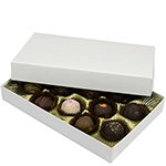 1/2 lb. White Krome Two Part Rigid Candy Boxes - 8.125 x 5.25 x 1.125 in.