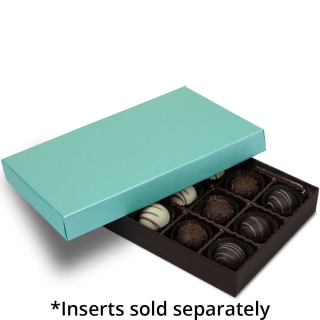 1/2 lb. Dark Chocolate Base with Mint Lid Two Part Rigid Candy Boxes - 8.125 x 5.25 x 1.125 in.