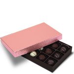 1/2 lb. Dark Chocolate Base with Metallic Rose Pebble Lid Two Part Rigid Candy Boxes - 8.125 x 5.25