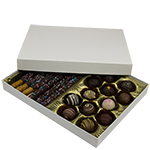 1 lb. White Krome Two Part Rigid Candy Boxes - 10.5 x 8.125 x 1.125 in.