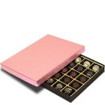 1 lb. Dark Chocolate Base with Metallic Rose Pebble Lid Two Part Rigid Candy Boxes - 10.5 x 8.125 x
