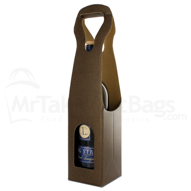 Pella Marrone Chocolate Pebble Single Bottle Wine Carrier Boxes
