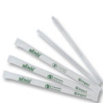 Compostable PLA 7.75" Jumbo STRAW - Individually Wrapped