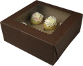 10 x 10 x 4" Chocolate Brown Cupcake Bakery Boxes with Window