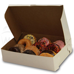 White Donut Bakery Boxes 1 Piece Lock Corner - 13 x 9 x 3.25 in.