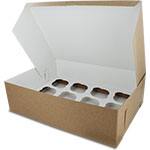 14 x 10 x 4" - Natural Brown Kraft Outside w/ White Inside Bakery Boxes