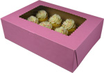 14 x 10 x 4" Pink Sheet Cake Bakery Boxes with Window