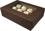 14 x 10 x 4" Chocolate Brown Cake Bakery Boxes with Window