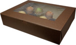 19 X 14 X 4" Chocolate Brown Cupcake Bakery Boxes with Window