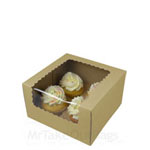 7 x 7 x 4" Recycled Brown Kraft Pastry / Bakery Boxes with Window