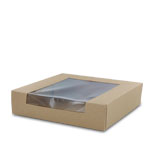 8 x 6 x 2" Semi-Automatic Recycled Brown Kraft Bakery Boxes with Waterfall Window