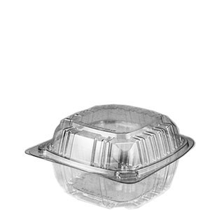 Clear Hinged PET Plastic Clamshell Container - 6 x 6 x 3-3/8 in.