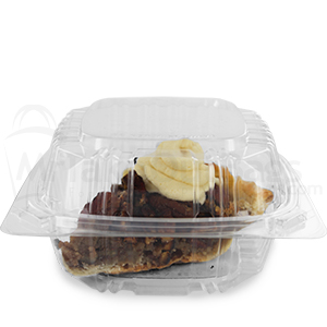 Clear Hinged PET Plastic Clamshell Container - 6 x 6 x 3-3/8 in.