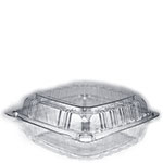 8 x 8 x 3-3/8 Clear Hinged Plastic Clamshell Container
