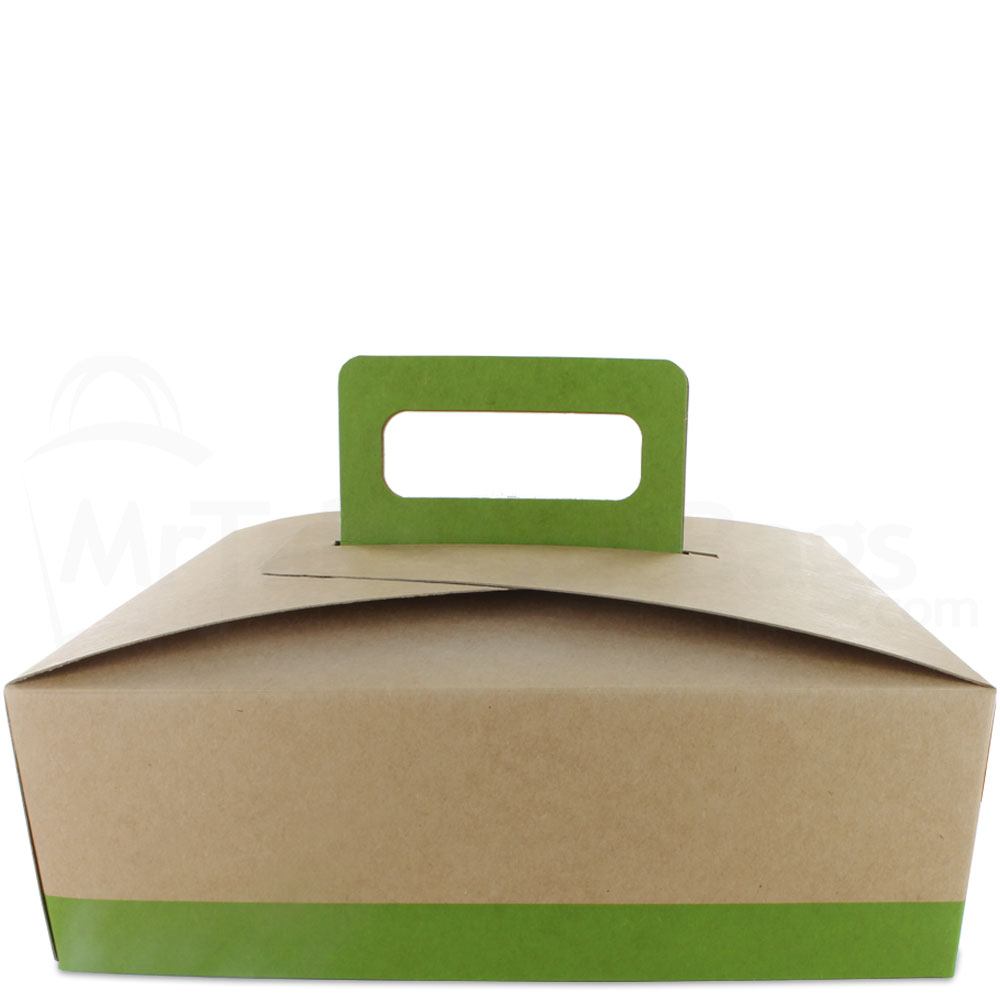 Citrus Green au Natural Disposable Lunch Box w/ Handle - 9 x 7 x 3 in.