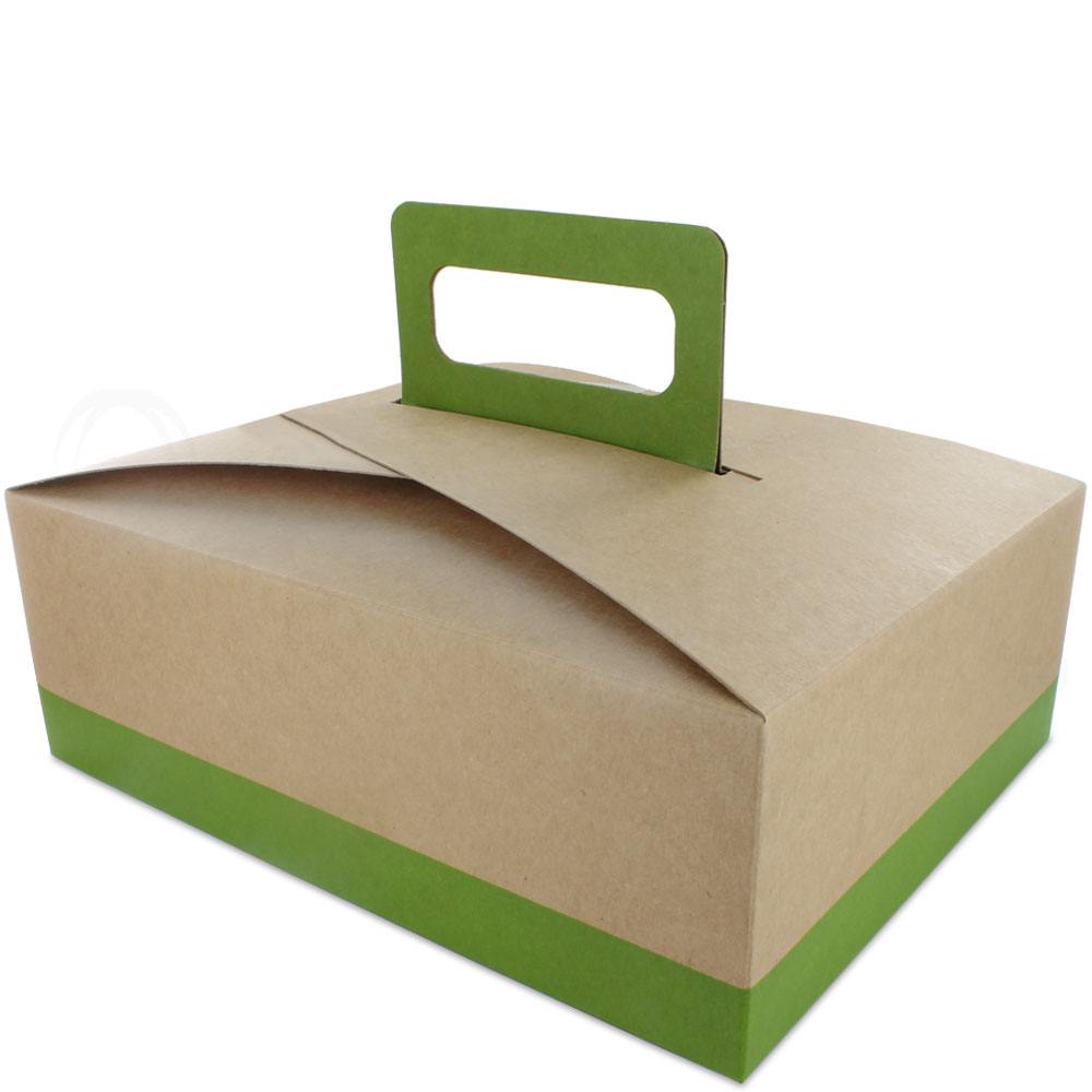 Citrus Green au Natural Disposable Lunch Box w/ Handle - 9 x 7 x 3 in.