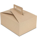 Stackable Handled Lunch Boxes - Natural Brown Kraft - 9 x 7 x 4 in.