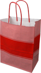 100% RECYCLED RED DIAMOND CHECKS Design Small Paper Shopping Bags