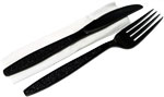 Black Poly Wrapped Cutlery Kits 6 - 7" (Knife, Fork, Salt, Pepper)