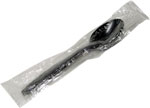 Black Disposable Plastic Poly Wrapped Teaspoons - Heavy Weight 7"