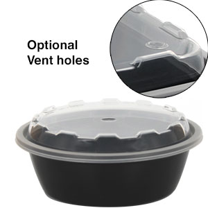 12oz Black Rectangular Plastic Bowl with lid (150/case)