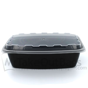 32 oz. Rectangular Black Containers and Lids, Case of 150