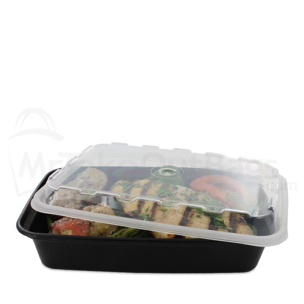 16 oz. Plastic Container Black Food Containers with