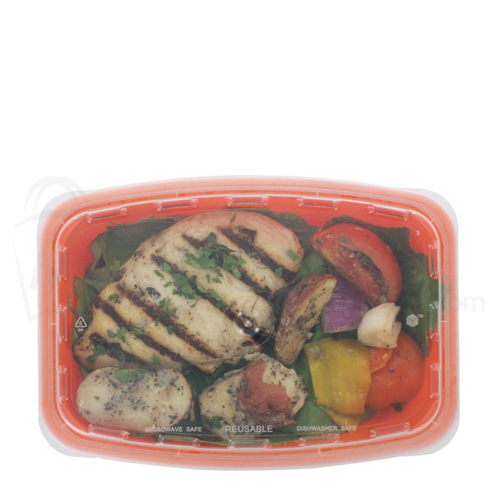 38 oz. Orange Plastic Meal Prep Container / Plastic Takeout Container