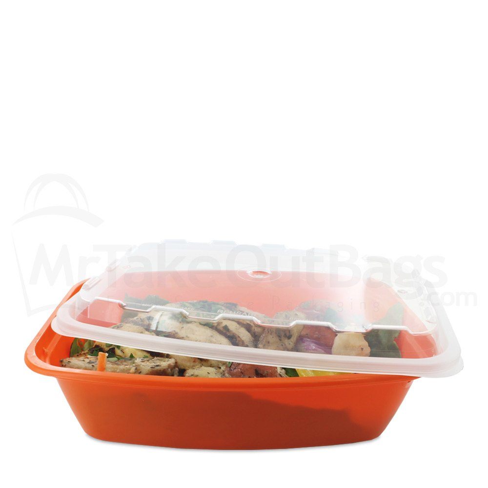 38 oz. Orange Plastic Meal Prep Container / Plastic Takeout Container