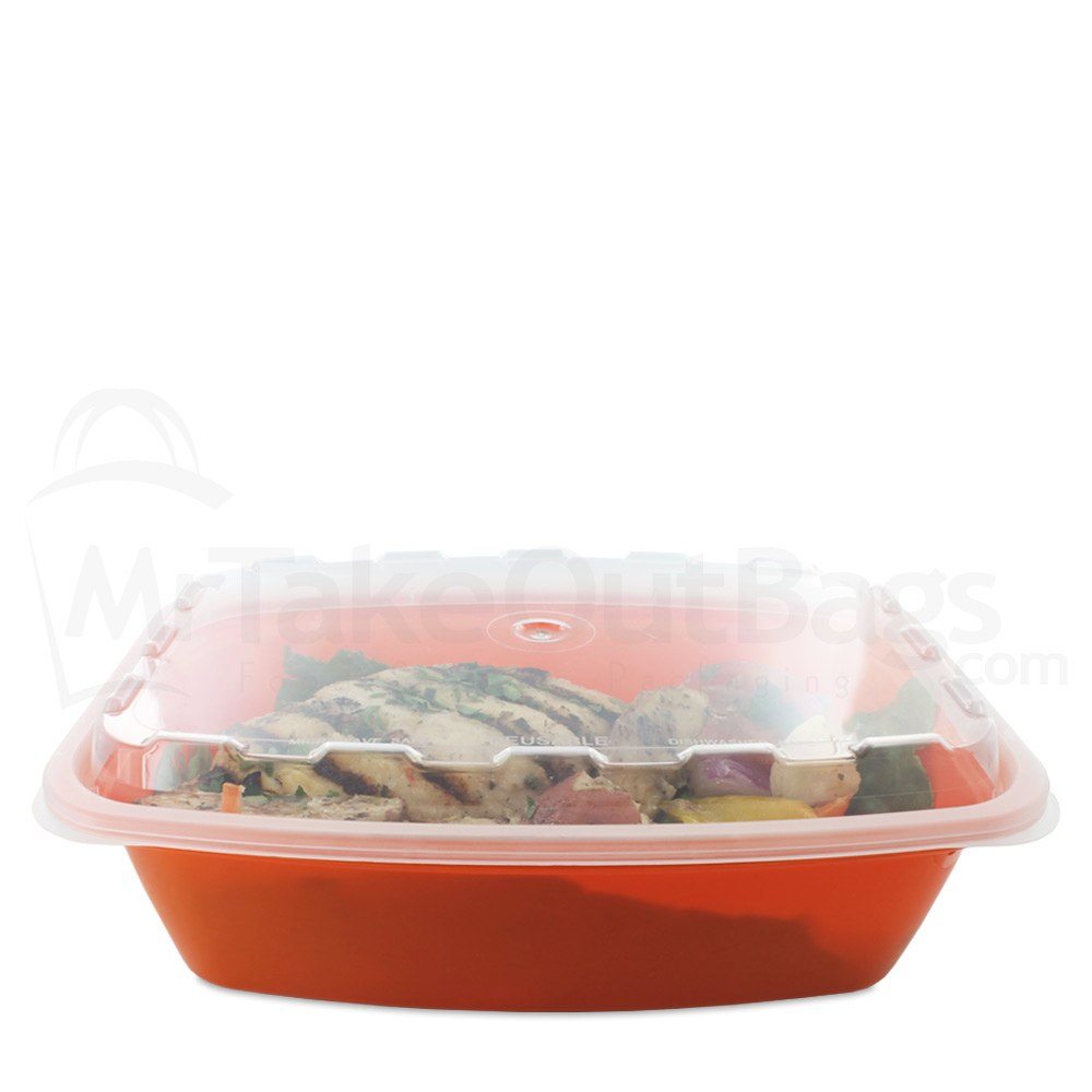 38 oz. Orange Plastic Meal Prep Container / Plastic Takeout Container