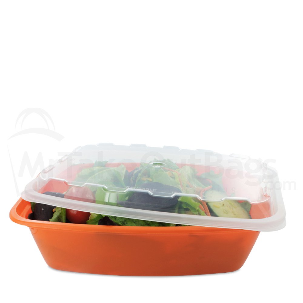 38 oz. Orange Plastic Meal Prep Container / Plastic Takeout Container