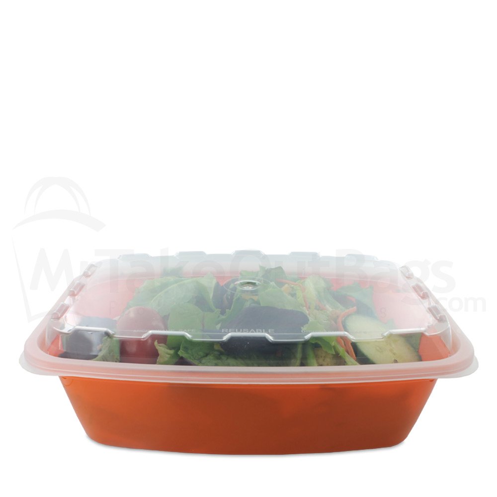 38 oz. Orange Plastic Meal Prep Container / Plastic Takeout Container