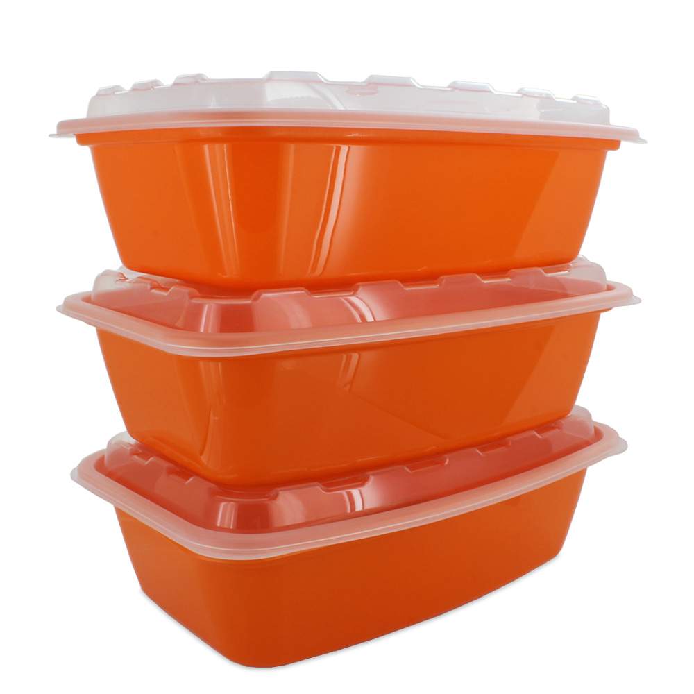 38 oz. Orange Plastic Meal Prep Container / Plastic Takeout Container