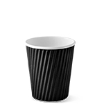 8 oz. Black Insulated Ripple-Wrap Paper Coffee Cups