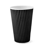 16 oz. Black Insulated Ripple-Wrap Paper Coffee Cups