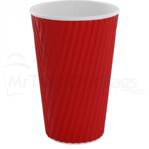 16 oz red insulated ripple wrap paper coffee cups red ripple