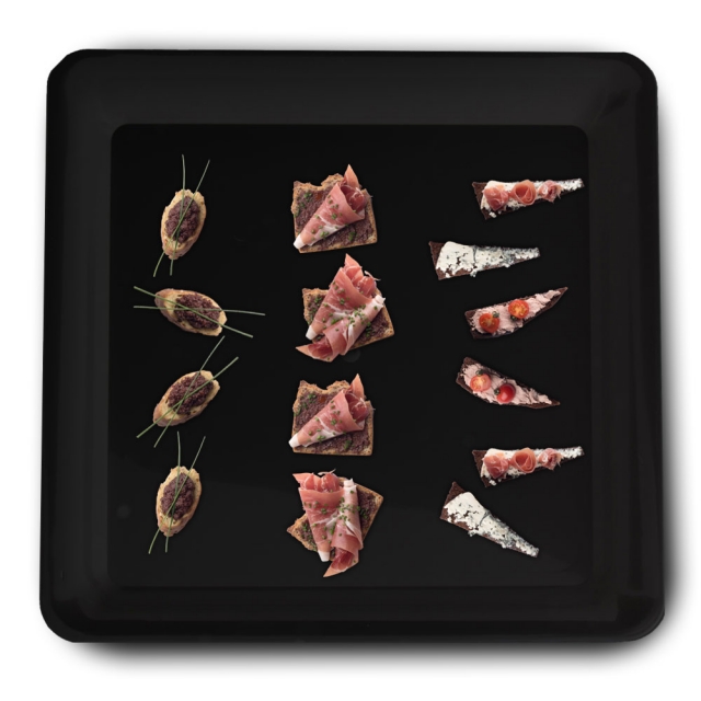 Black Plastic Catering Tray - 14 in.