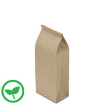 1 lb. Compostable Brown Kraft Paper Tin Tie Bags w. PLA Liner