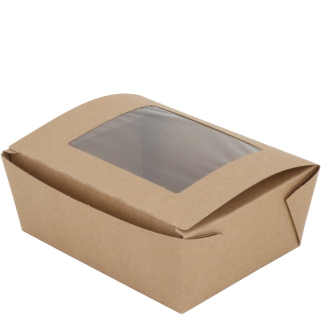 Bio-Plus # 8 VIEW EARTH 100% Recycled Kraft Windowed Take Out Food Container